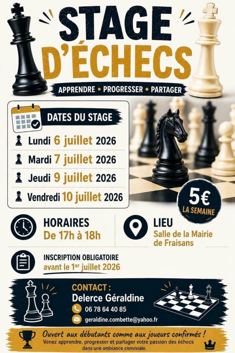 Lire la suite à propos de l’article Stage d&rsquo;échecs